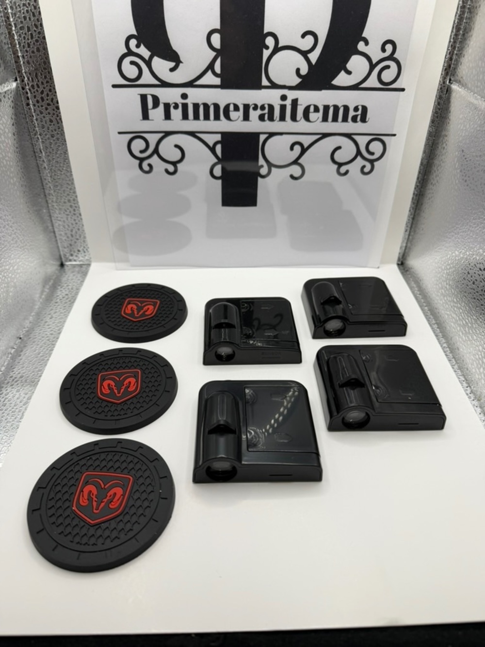 Dodge Ram cup holder silicone mat coaster and 4 car door lights